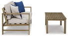 Fynnegan Outdoor Loveseat with Table (Set of 2) - Premium Outdoor Seating Set from Ashley Furniture - Just $442.30! Shop now at Furniture Wholesale Plus  We are the best furniture store in Nashville, Hendersonville, Goodlettsville, Madison, Antioch, Mount Juliet, Lebanon, Gallatin, Springfield, Murfreesboro, Franklin, Brentwood