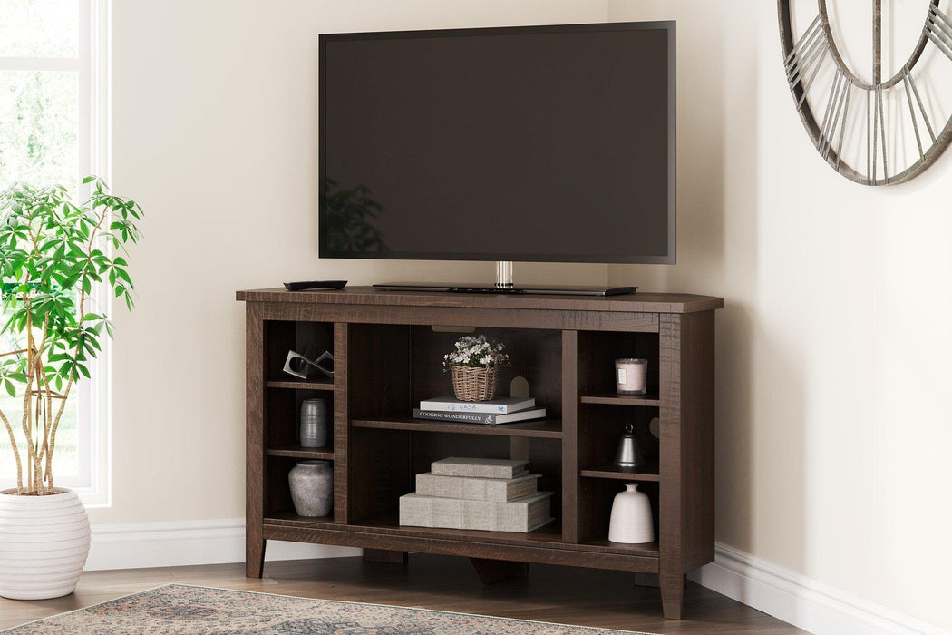 Camiburg Corner TV Stand with Electric Fireplace - Premium TV Stand from Ashley Furniture - Just $452.03! Shop now at Furniture Wholesale Plus  We are the best furniture store in Nashville, Hendersonville, Goodlettsville, Madison, Antioch, Mount Juliet, Lebanon, Gallatin, Springfield, Murfreesboro, Franklin, Brentwood