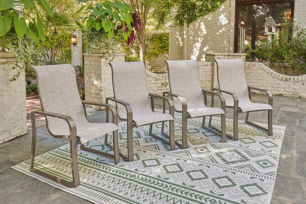 Beach Front Sling Arm Chair (Set of 4) - Premium Outdoor Dining Chair from Ashley Furniture - Just $993.48! Shop now at Furniture Wholesale Plus  We are the best furniture store in Nashville, Hendersonville, Goodlettsville, Madison, Antioch, Mount Juliet, Lebanon, Gallatin, Springfield, Murfreesboro, Franklin, Brentwood