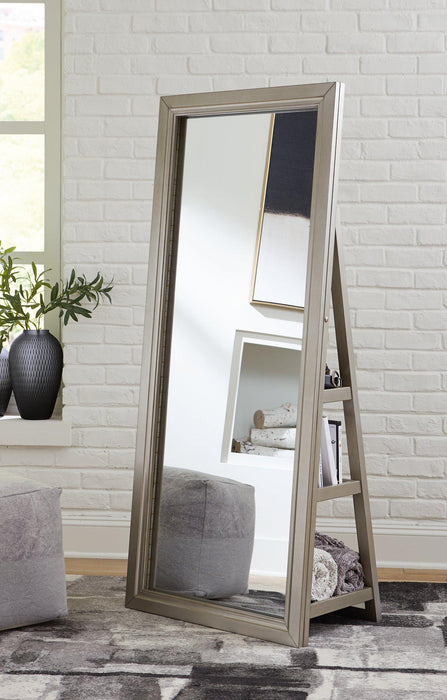 Evesen Floor Standing Mirror with Storage - Premium Mirror from Ashley Furniture - Just $302.21! Shop now at Furniture Wholesale Plus  We are the best furniture store in Nashville, Hendersonville, Goodlettsville, Madison, Antioch, Mount Juliet, Lebanon, Gallatin, Springfield, Murfreesboro, Franklin, Brentwood