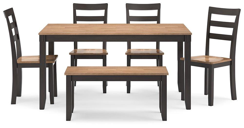 Gesthaven Dining Table with 4 Chairs and Bench (Set of 6) - Premium Dining Table from Ashley Furniture - Just $559.09! Shop now at Furniture Wholesale Plus  We are the best furniture store in Nashville, Hendersonville, Goodlettsville, Madison, Antioch, Mount Juliet, Lebanon, Gallatin, Springfield, Murfreesboro, Franklin, Brentwood