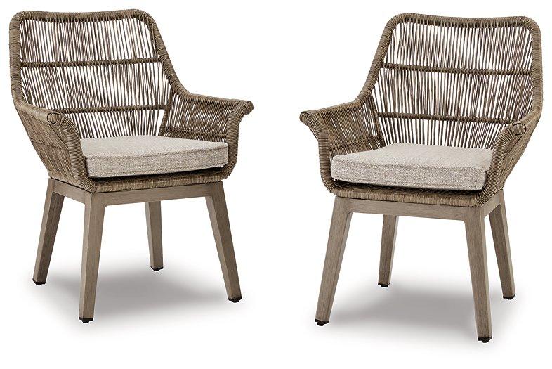 Beach Front Arm Chair with Cushion (Set of 2) - Premium Outdoor Dining Chair from Ashley Furniture - Just $611.37! Shop now at Furniture Wholesale Plus  We are the best furniture store in Nashville, Hendersonville, Goodlettsville, Madison, Antioch, Mount Juliet, Lebanon, Gallatin, Springfield, Murfreesboro, Franklin, Brentwood