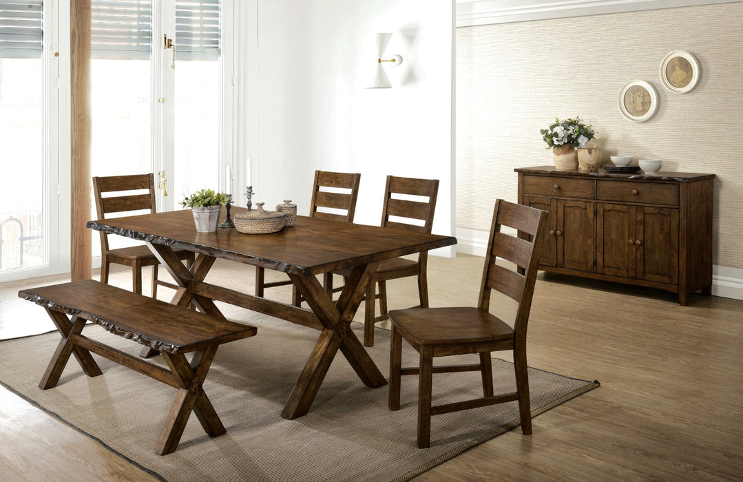 Woodworth Walnut 6 Pc. Dining Table Set w/ Bench - Premium Dining Room Set from FOA East - Just $1361.10! Shop now at Furniture Wholesale Plus  We are the best furniture store in Nashville, Hendersonville, Goodlettsville, Madison, Antioch, Mount Juliet, Lebanon, Gallatin, Springfield, Murfreesboro, Franklin, Brentwood