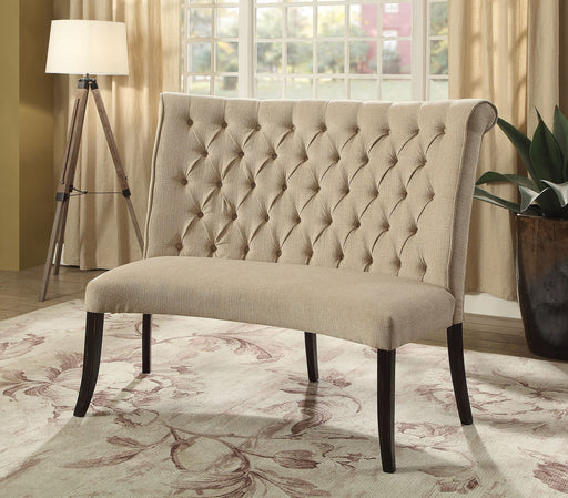 Nerissa Beige/Antique Black Round Love Seat Bench, Ivory Fabric - Premium Bench from FOA East - Just $446.55! Shop now at Furniture Wholesale Plus  We are the best furniture store in Nashville, Hendersonville, Goodlettsville, Madison, Antioch, Mount Juliet, Lebanon, Gallatin, Springfield, Murfreesboro, Franklin, Brentwood