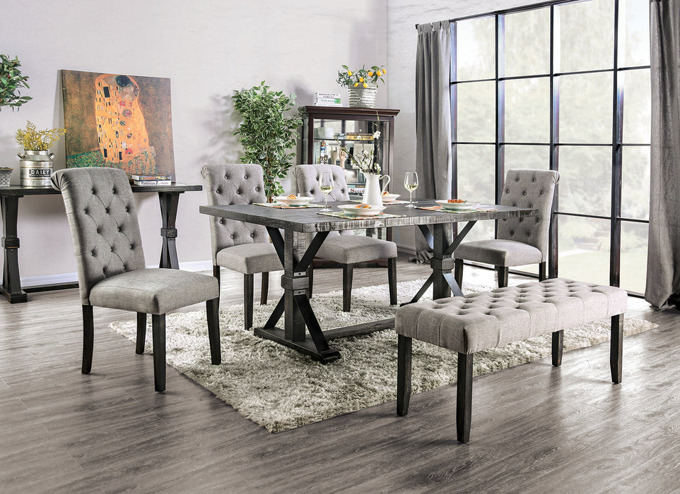 ALFRED 6 Pc. Dining Table Set W/ Bench - Premium Dining Room Set from FOA East - Just $1407.90! Shop now at Furniture Wholesale Plus  We are the best furniture store in Nashville, Hendersonville, Goodlettsville, Madison, Antioch, Mount Juliet, Lebanon, Gallatin, Springfield, Murfreesboro, Franklin, Brentwood