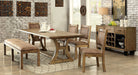 GIANNA Rustic Oak 6 Pc. Dining Table Set w/ Bench - Premium Dining Room Set from FOA East - Just $3049.80! Shop now at Furniture Wholesale Plus  We are the best furniture store in Nashville, Hendersonville, Goodlettsville, Madison, Antioch, Mount Juliet, Lebanon, Gallatin, Springfield, Murfreesboro, Franklin, Brentwood