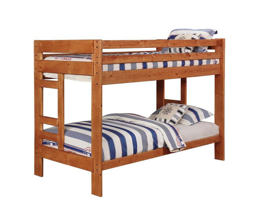 Wrangle Hill Amber Wash Twin over Twin Bunk Bed - Premium Bed from Coaster Z2 Standard - Just $898! Shop now at Furniture Wholesale Plus  We are the best furniture store in Nashville, Hendersonville, Goodlettsville, Madison, Antioch, Mount Juliet, Lebanon, Gallatin, Springfield, Murfreesboro, Franklin, Brentwood