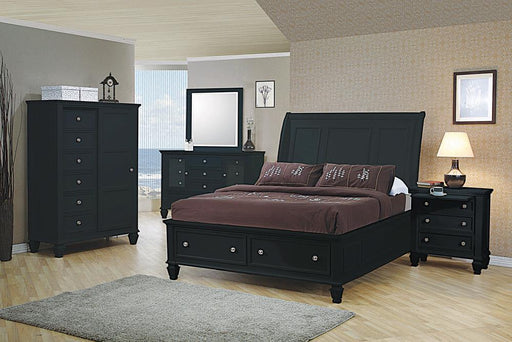 Sandy Beach Black California King Sleigh Bed With Footboard Storage - Premium Bed from Coaster Z2 Standard - Just $1118! Shop now at Furniture Wholesale Plus  We are the best furniture store in Nashville, Hendersonville, Goodlettsville, Madison, Antioch, Mount Juliet, Lebanon, Gallatin, Springfield, Murfreesboro, Franklin, Brentwood
