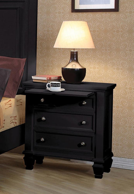 Sandy Beach Black Three Drawer Nightstand With Tray - Premium Nightstand from Coaster Z2 Standard - Just $368! Shop now at Furniture Wholesale Plus  We are the best furniture store in Nashville, Hendersonville, Goodlettsville, Madison, Antioch, Mount Juliet, Lebanon, Gallatin, Springfield, Murfreesboro, Franklin, Brentwood