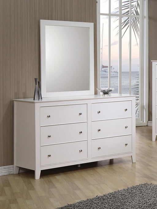 Selena Contemporary White Six Drawer Dresser - Premium Dresser from Coaster Z2 Standard - Just $552! Shop now at Furniture Wholesale Plus  We are the best furniture store in Nashville, Hendersonville, Goodlettsville, Madison, Antioch, Mount Juliet, Lebanon, Gallatin, Springfield, Murfreesboro, Franklin, Brentwood