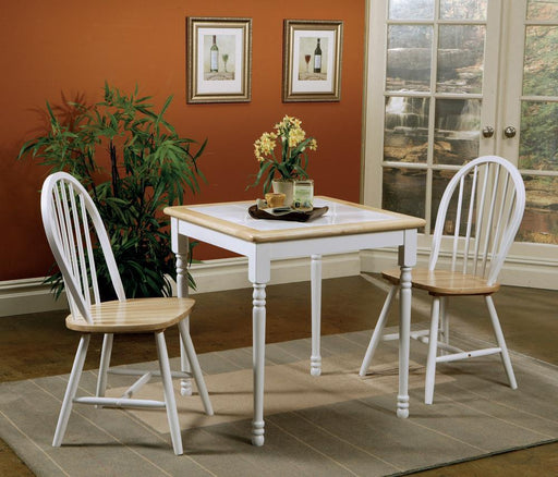 Country Natural Brown Dining Table with White Tile Top - Premium Dining Table from Coaster Z2 Standard - Just $186! Shop now at Furniture Wholesale Plus  We are the best furniture store in Nashville, Hendersonville, Goodlettsville, Madison, Antioch, Mount Juliet, Lebanon, Gallatin, Springfield, Murfreesboro, Franklin, Brentwood