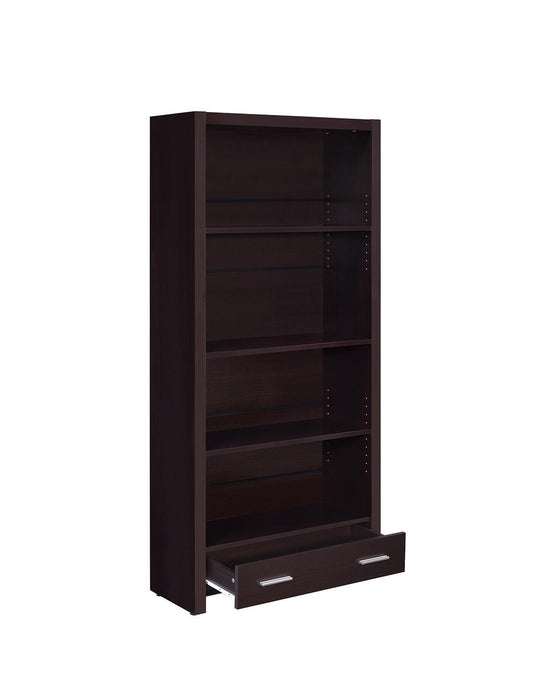 Skylar 5-shelf Bookcase with Storage Drawer Cappuccino - Premium Bookcase from Coaster Z2 Standard - Just $218! Shop now at Furniture Wholesale Plus  We are the best furniture store in Nashville, Hendersonville, Goodlettsville, Madison, Antioch, Mount Juliet, Lebanon, Gallatin, Springfield, Murfreesboro, Franklin, Brentwood