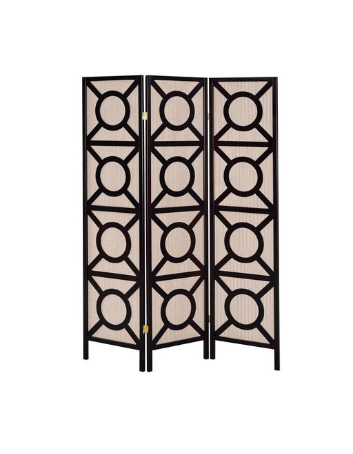 Transitional Cappuccino Folding Screen - Premium 3 Panel Screen from Coaster Z2 Standard - Just $146! Shop now at Furniture Wholesale Plus  We are the best furniture store in Nashville, Hendersonville, Goodlettsville, Madison, Antioch, Mount Juliet, Lebanon, Gallatin, Springfield, Murfreesboro, Franklin, Brentwood