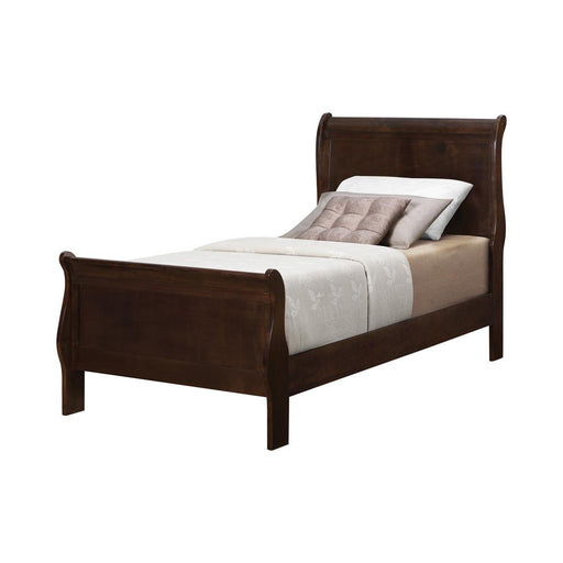 Louis Philippe Cappuccino Twin Sleigh Bed - Premium Bed from Coaster Z2 Standard - Just $278! Shop now at Furniture Wholesale Plus  We are the best furniture store in Nashville, Hendersonville, Goodlettsville, Madison, Antioch, Mount Juliet, Lebanon, Gallatin, Springfield, Murfreesboro, Franklin, Brentwood