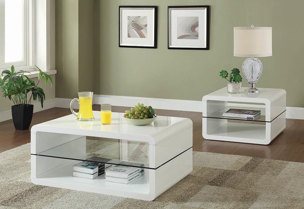 Elana Rectangle 2-shelf Coffee Table Glossy White - Premium Coffee Table from Coaster Z2 Standard - Just $290! Shop now at Furniture Wholesale Plus  We are the best furniture store in Nashville, Hendersonville, Goodlettsville, Madison, Antioch, Mount Juliet, Lebanon, Gallatin, Springfield, Murfreesboro, Franklin, Brentwood