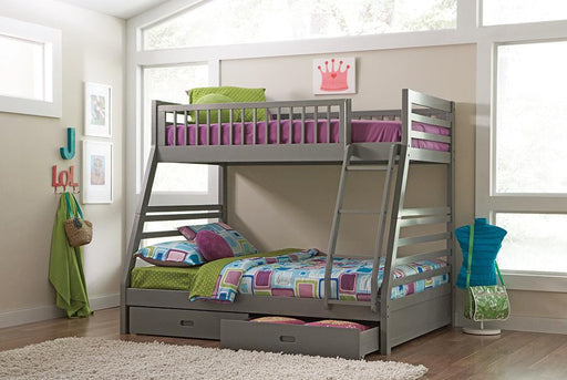 Ashton Grey Twin over Full Bunk Bed - Premium Bed from Coaster Z2 Standard - Just $730! Shop now at Furniture Wholesale Plus  We are the best furniture store in Nashville, Hendersonville, Goodlettsville, Madison, Antioch, Mount Juliet, Lebanon, Gallatin, Springfield, Murfreesboro, Franklin, Brentwood