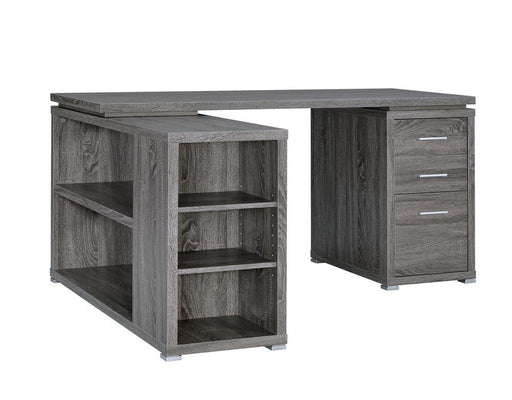 Yvette L-shape Office Desk Weathered Grey - Premium Desk from Coaster Z2 Standard - Just $358! Shop now at Furniture Wholesale Plus  We are the best furniture store in Nashville, Hendersonville, Goodlettsville, Madison, Antioch, Mount Juliet, Lebanon, Gallatin, Springfield, Murfreesboro, Franklin, Brentwood