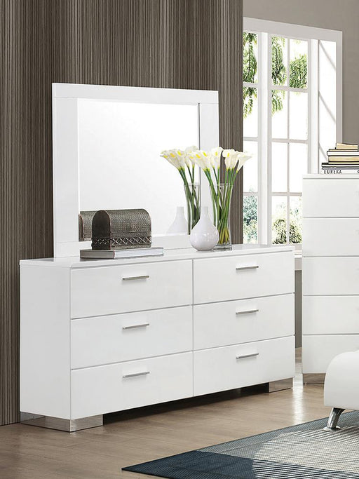 Felicity Rectangle Dresser Mirror Glossy White - Premium Mirror from Coaster Z2 Standard - Just $140! Shop now at Furniture Wholesale Plus  We are the best furniture store in Nashville, Hendersonville, Goodlettsville, Madison, Antioch, Mount Juliet, Lebanon, Gallatin, Springfield, Murfreesboro, Franklin, Brentwood