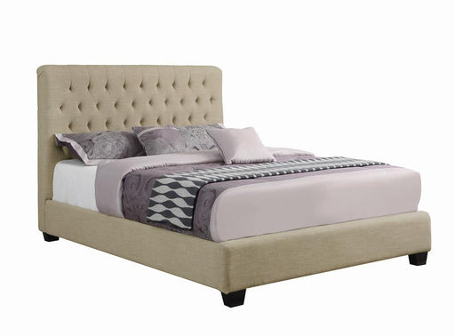 Chloe Transitional Oatmeal Upholstered Eastern King Bed - Premium Bed from Coaster Z2 Standard - Just $678! Shop now at Furniture Wholesale Plus  We are the best furniture store in Nashville, Hendersonville, Goodlettsville, Madison, Antioch, Mount Juliet, Lebanon, Gallatin, Springfield, Murfreesboro, Franklin, Brentwood