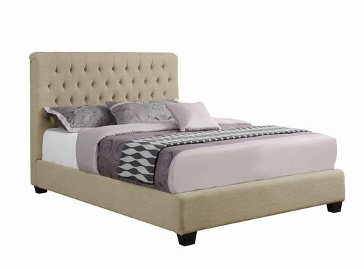 Chloe Transitional Oatmeal Upholstered Queen Bed - Premium Bed from Coaster Z2 Standard - Just $598! Shop now at Furniture Wholesale Plus  We are the best furniture store in Nashville, Hendersonville, Goodlettsville, Madison, Antioch, Mount Juliet, Lebanon, Gallatin, Springfield, Murfreesboro, Franklin, Brentwood