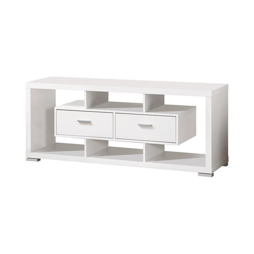 Modern White TV Console - Premium TV Stand from Coaster Z2 Standard - Just $230! Shop now at Furniture Wholesale Plus  We are the best furniture store in Nashville, Hendersonville, Goodlettsville, Madison, Antioch, Mount Juliet, Lebanon, Gallatin, Springfield, Murfreesboro, Franklin, Brentwood