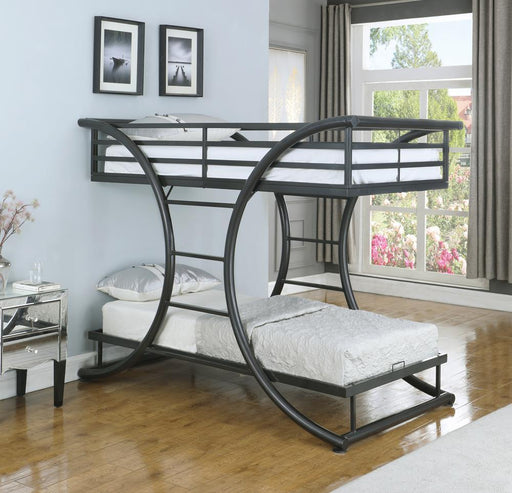 Stephan Contemporary Gunmetal Twin over Twin Bunk Bed - Premium Bed from Coaster Z2 Standard - Just $958! Shop now at Furniture Wholesale Plus  We are the best furniture store in Nashville, Hendersonville, Goodlettsville, Madison, Antioch, Mount Juliet, Lebanon, Gallatin, Springfield, Murfreesboro, Franklin, Brentwood