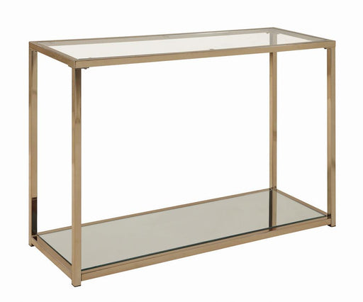 Calantha Modern Chocolate Chrome Sofa Table - Premium Sofa Table from Coaster Z2 Standard - Just $218! Shop now at Furniture Wholesale Plus  We are the best furniture store in Nashville, Hendersonville, Goodlettsville, Madison, Antioch, Mount Juliet, Lebanon, Gallatin, Springfield, Murfreesboro, Franklin, Brentwood