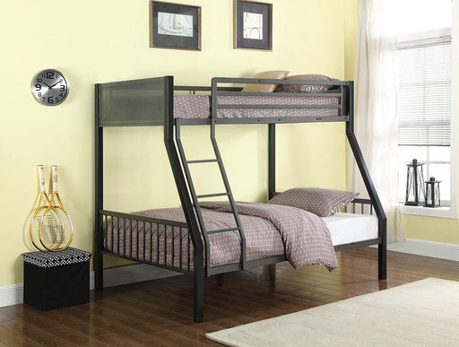 Meyers Traditional Grey Twin over Full Bunk Bed - Premium Bed from Coaster Z2 Standard - Just $590! Shop now at Furniture Wholesale Plus  We are the best furniture store in Nashville, Hendersonville, Goodlettsville, Madison, Antioch, Mount Juliet, Lebanon, Gallatin, Springfield, Murfreesboro, Franklin, Brentwood