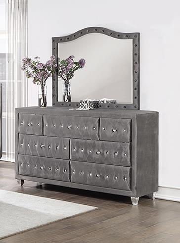 Deanna Button Tufted Dresser Mirror Grey - Premium Mirror from Coaster Z2 Standard - Just $184! Shop now at Furniture Wholesale Plus  We are the best furniture store in Nashville, Hendersonville, Goodlettsville, Madison, Antioch, Mount Juliet, Lebanon, Gallatin, Springfield, Murfreesboro, Franklin, Brentwood