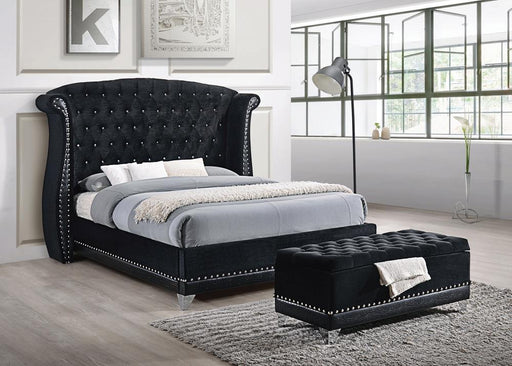 Barzini Black Upholstered California King Bed - Premium Bed from Coaster Z2 Standard - Just $898! Shop now at Furniture Wholesale Plus  We are the best furniture store in Nashville, Hendersonville, Goodlettsville, Madison, Antioch, Mount Juliet, Lebanon, Gallatin, Springfield, Murfreesboro, Franklin, Brentwood