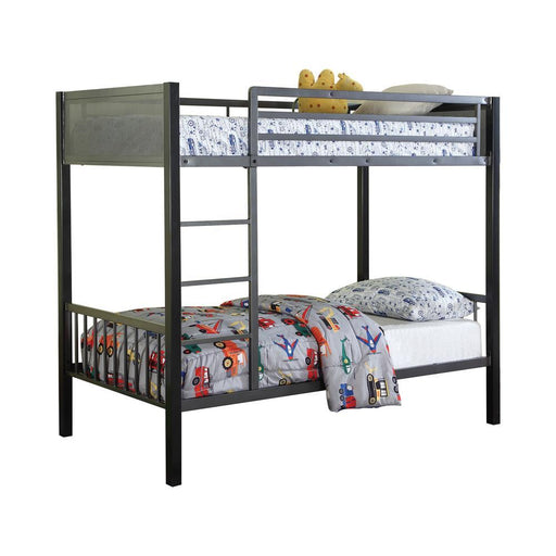 Meyers Traditional Grey Twin over Twin Bunk Bed - Premium Bed from Coaster Z2 Standard - Just $510! Shop now at Furniture Wholesale Plus  We are the best furniture store in Nashville, Hendersonville, Goodlettsville, Madison, Antioch, Mount Juliet, Lebanon, Gallatin, Springfield, Murfreesboro, Franklin, Brentwood