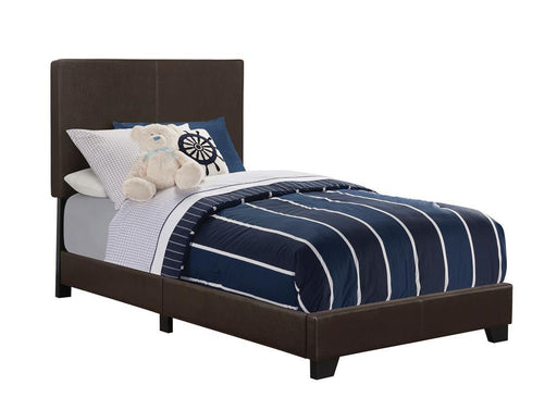 Dorian Brown Faux Leather Upholstered Twin Bed - Premium Bed from Coaster Z2 Standard - Just $126! Shop now at Furniture Wholesale Plus  We are the best furniture store in Nashville, Hendersonville, Goodlettsville, Madison, Antioch, Mount Juliet, Lebanon, Gallatin, Springfield, Murfreesboro, Franklin, Brentwood