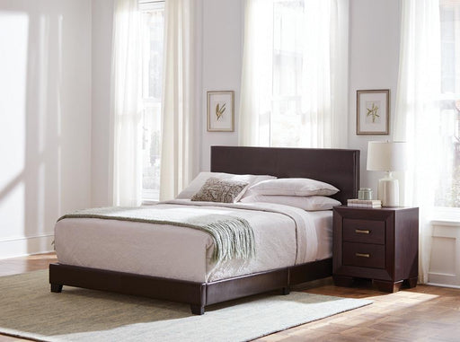 Dorian Brown Faux Leather Upholstered King Bed - Premium Bed from Coaster Z2 Standard - Just $186! Shop now at Furniture Wholesale Plus  We are the best furniture store in Nashville, Hendersonville, Goodlettsville, Madison, Antioch, Mount Juliet, Lebanon, Gallatin, Springfield, Murfreesboro, Franklin, Brentwood