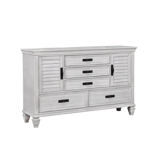 Franco Antique White Five Drawer Chest With Louvered Panel Doors - Premium Dresser from Coaster Z2 Standard - Just $960! Shop now at Furniture Wholesale Plus  We are the best furniture store in Nashville, Hendersonville, Goodlettsville, Madison, Antioch, Mount Juliet, Lebanon, Gallatin, Springfield, Murfreesboro, Franklin, Brentwood