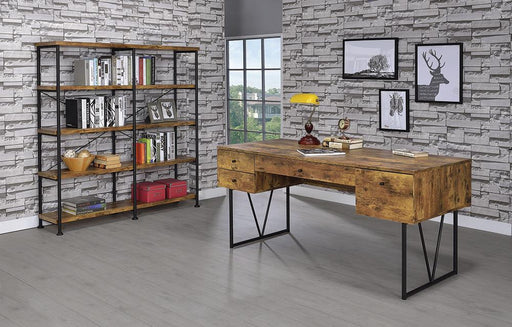 Barritt Industrial Antique Nutmeg Double Wide Bookcase - Premium Bookcase from Coaster Z2 Standard - Just $270! Shop now at Furniture Wholesale Plus  We are the best furniture store in Nashville, Hendersonville, Goodlettsville, Madison, Antioch, Mount Juliet, Lebanon, Gallatin, Springfield, Murfreesboro, Franklin, Brentwood