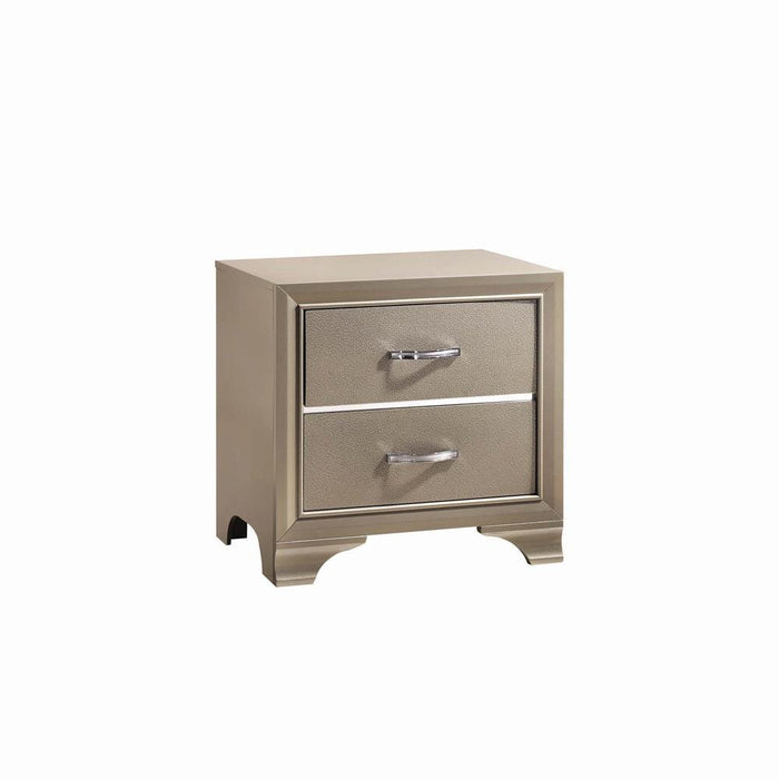 Beaumont 2-drawer Rectangular Nightstand Champagne - Premium Nightstand from Coaster Z2 Standard - Just $184! Shop now at Furniture Wholesale Plus  We are the best furniture store in Nashville, Hendersonville, Goodlettsville, Madison, Antioch, Mount Juliet, Lebanon, Gallatin, Springfield, Murfreesboro, Franklin, Brentwood