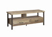 Rustic Weathered Pine 60" TV Console - Premium TV Stand from Coaster Z2 Standard - Just $230! Shop now at Furniture Wholesale Plus  We are the best furniture store in Nashville, Hendersonville, Goodlettsville, Madison, Antioch, Mount Juliet, Lebanon, Gallatin, Springfield, Murfreesboro, Franklin, Brentwood