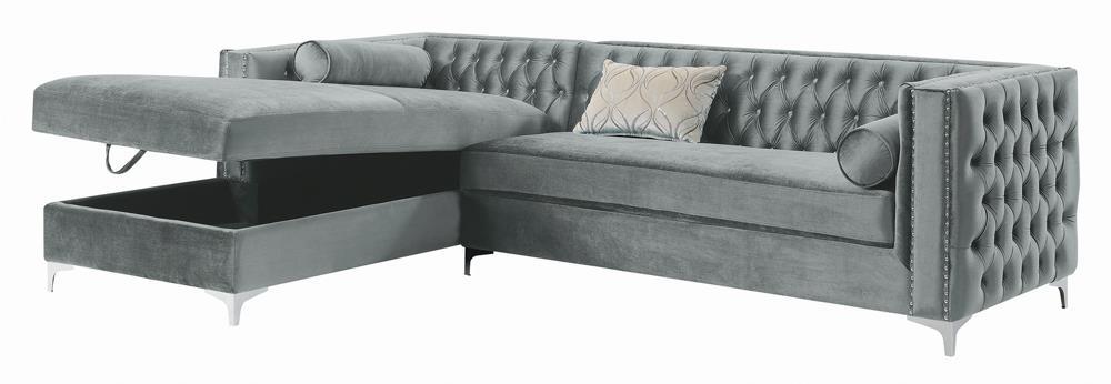Bellaire Contemporary Silver and Chrome Sectional - Premium Sectional from Coaster Z2 Standard - Just $1698! Shop now at Furniture Wholesale Plus  We are the best furniture store in Nashville, Hendersonville, Goodlettsville, Madison, Antioch, Mount Juliet, Lebanon, Gallatin, Springfield, Murfreesboro, Franklin, Brentwood
