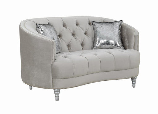 Avonlea Traditional Grey and Chrome Loveseat - Premium Loveseat from Coaster Z2 Standard - Just $980! Shop now at Furniture Wholesale Plus  We are the best furniture store in Nashville, Hendersonville, Goodlettsville, Madison, Antioch, Mount Juliet, Lebanon, Gallatin, Springfield, Murfreesboro, Franklin, Brentwood