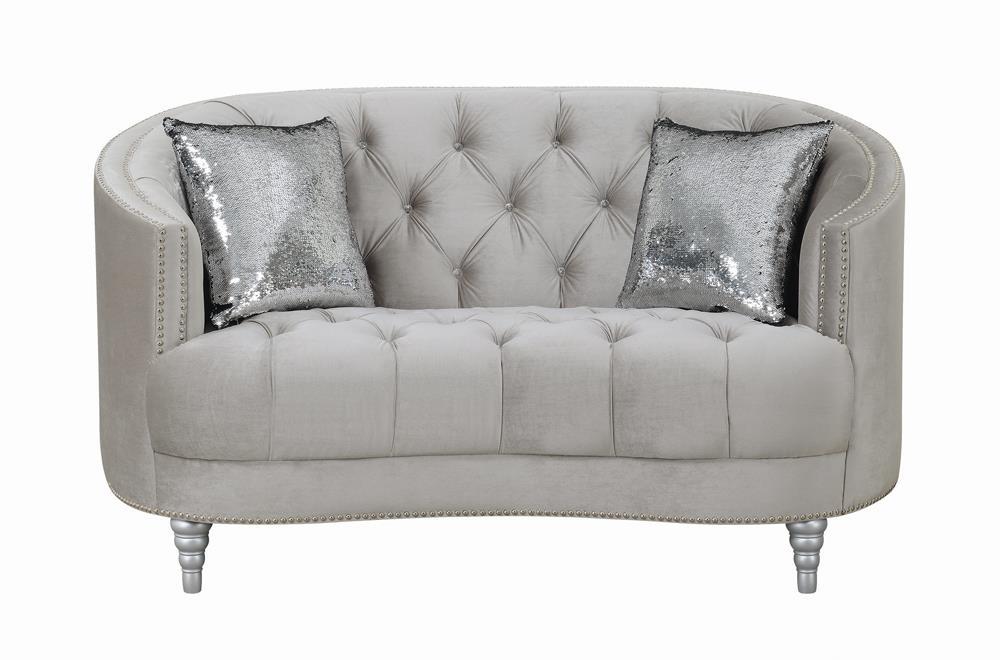 Avonlea Traditional Grey and Chrome Loveseat - Premium Loveseat from Coaster Z2 Standard - Just $980! Shop now at Furniture Wholesale Plus  We are the best furniture store in Nashville, Hendersonville, Goodlettsville, Madison, Antioch, Mount Juliet, Lebanon, Gallatin, Springfield, Murfreesboro, Franklin, Brentwood