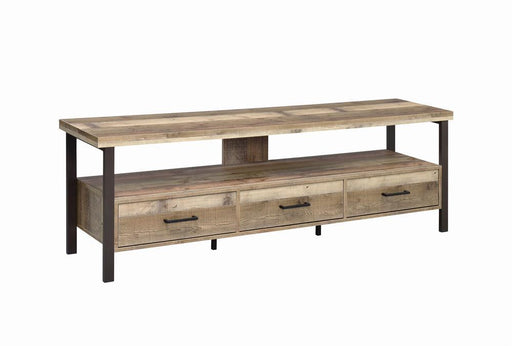Rustic Weathered Pine 71" TV Console - Premium TV Stand from Coaster Z2 Standard - Just $278! Shop now at Furniture Wholesale Plus  We are the best furniture store in Nashville, Hendersonville, Goodlettsville, Madison, Antioch, Mount Juliet, Lebanon, Gallatin, Springfield, Murfreesboro, Franklin, Brentwood
