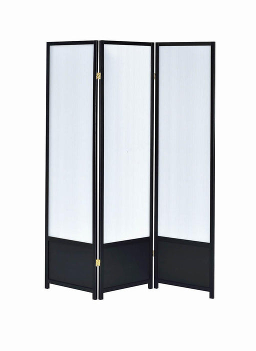 G900120 Contemporary Black Screen - Premium 3 Panel Screen from Coaster Z2 Standard - Just $106! Shop now at Furniture Wholesale Plus  We are the best furniture store in Nashville, Hendersonville, Goodlettsville, Madison, Antioch, Mount Juliet, Lebanon, Gallatin, Springfield, Murfreesboro, Franklin, Brentwood