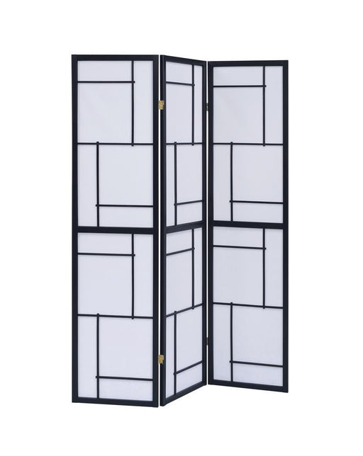 G900102 Contemporary Black Three Panel Screen - Premium 3 Panel Screen from Coaster Z2 Standard - Just $98! Shop now at Furniture Wholesale Plus  We are the best furniture store in Nashville, Hendersonville, Goodlettsville, Madison, Antioch, Mount Juliet, Lebanon, Gallatin, Springfield, Murfreesboro, Franklin, Brentwood