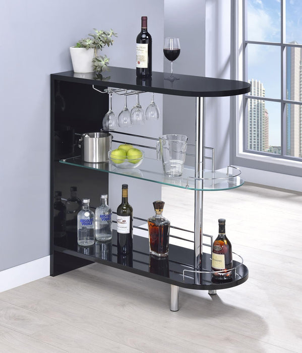 Adolfo 3-tier Bar Table Glossy Black and Clear - Premium Bar from Coaster Z2 Standard - Just $250! Shop now at Furniture Wholesale Plus  We are the best furniture store in Nashville, Hendersonville, Goodlettsville, Madison, Antioch, Mount Juliet, Lebanon, Gallatin, Springfield, Murfreesboro, Franklin, Brentwood