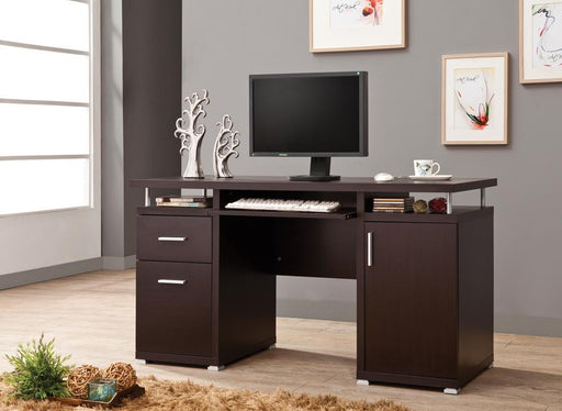 G800107 Contemporary Cappuccino Computer Desk - Premium Desk from Coaster Z2 Standard - Just $330! Shop now at Furniture Wholesale Plus  We are the best furniture store in Nashville, Hendersonville, Goodlettsville, Madison, Antioch, Mount Juliet, Lebanon, Gallatin, Springfield, Murfreesboro, Franklin, Brentwood