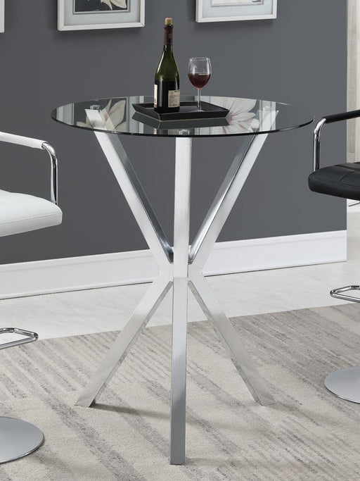 G100186 Contemporary Chrome Bar Height Table - Premium Bar Table from Coaster Z2 Standard - Just $270! Shop now at Furniture Wholesale Plus  We are the best furniture store in Nashville, Hendersonville, Goodlettsville, Madison, Antioch, Mount Juliet, Lebanon, Gallatin, Springfield, Murfreesboro, Franklin, Brentwood