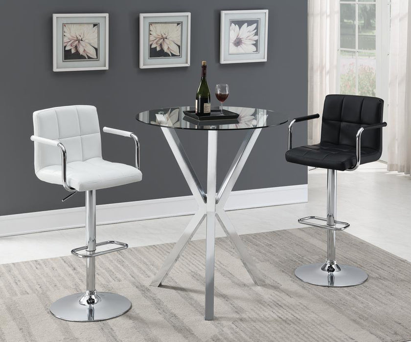 G121097 Contemporary White and Chrome Adjustable Bar Stool with Arms - Premium Adjustable Barstool from Coaster Z2 Standard - Just $162! Shop now at Furniture Wholesale Plus  We are the best furniture store in Nashville, Hendersonville, Goodlettsville, Madison, Antioch, Mount Juliet, Lebanon, Gallatin, Springfield, Murfreesboro, Franklin, Brentwood