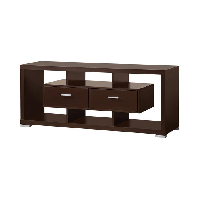 Casey 2-drawer Rectangular TV Console Cappuccino - Premium TV Stand from Coaster Z2 Standard - Just $250! Shop now at Furniture Wholesale Plus  We are the best furniture store in Nashville, Hendersonville, Goodlettsville, Madison, Antioch, Mount Juliet, Lebanon, Gallatin, Springfield, Murfreesboro, Franklin, Brentwood