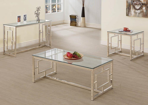 Merced Rectangle Glass Top Sofa Table Nickel - Premium Sofa Table from Coaster Z2 Standard - Just $230! Shop now at Furniture Wholesale Plus  We are the best furniture store in Nashville, Hendersonville, Goodlettsville, Madison, Antioch, Mount Juliet, Lebanon, Gallatin, Springfield, Murfreesboro, Franklin, Brentwood