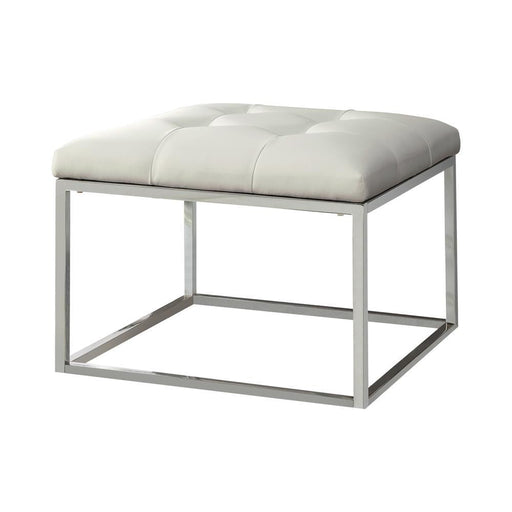 G500423 Contemporary White and Chrome Ottoman - Premium Ottoman from Coaster Z2 Standard - Just $130! Shop now at Furniture Wholesale Plus  We are the best furniture store in Nashville, Hendersonville, Goodlettsville, Madison, Antioch, Mount Juliet, Lebanon, Gallatin, Springfield, Murfreesboro, Franklin, Brentwood